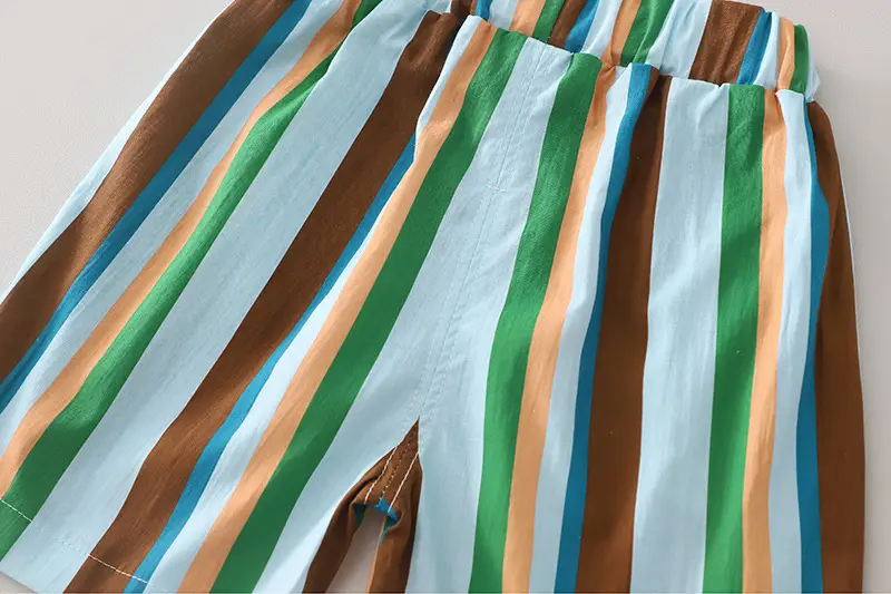 Children's Pizza Print Cotton T-Shirt & Striped Shorts Set — feature 14