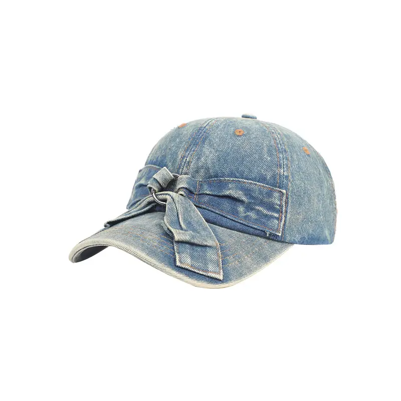 Korean Bowknot Denim Baseball Cap Small - Image 7