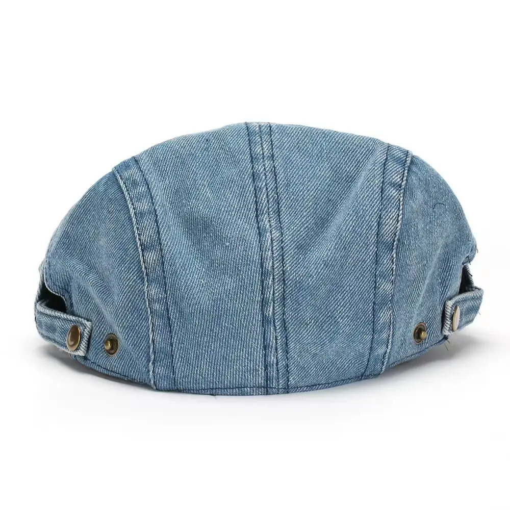Retro Washed Denim Graffiti Letter Beret Cap — feature 11