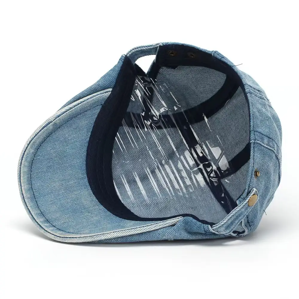 Retro Washed Denim Graffiti Letter Beret Cap — feature 12