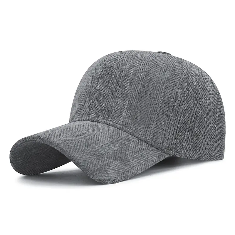 Gray Herringbone Baseball Cap for Men Women - Image 2