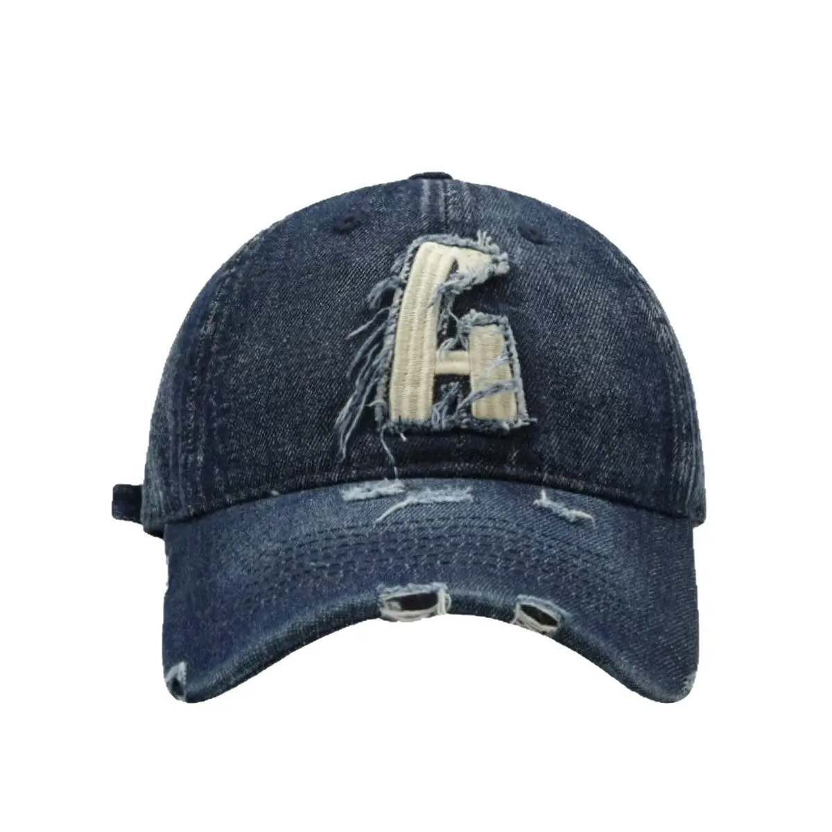 Unisex Denim Baseball Cap with Embroidered Letter Grey - Image 9