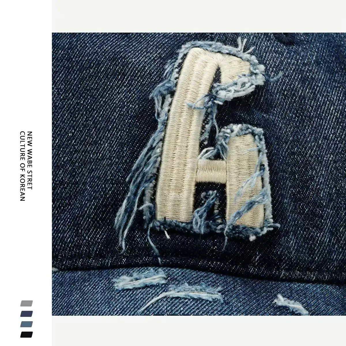 Unisex Denim Baseball Cap with Embroidered Letter Grey — feature 12