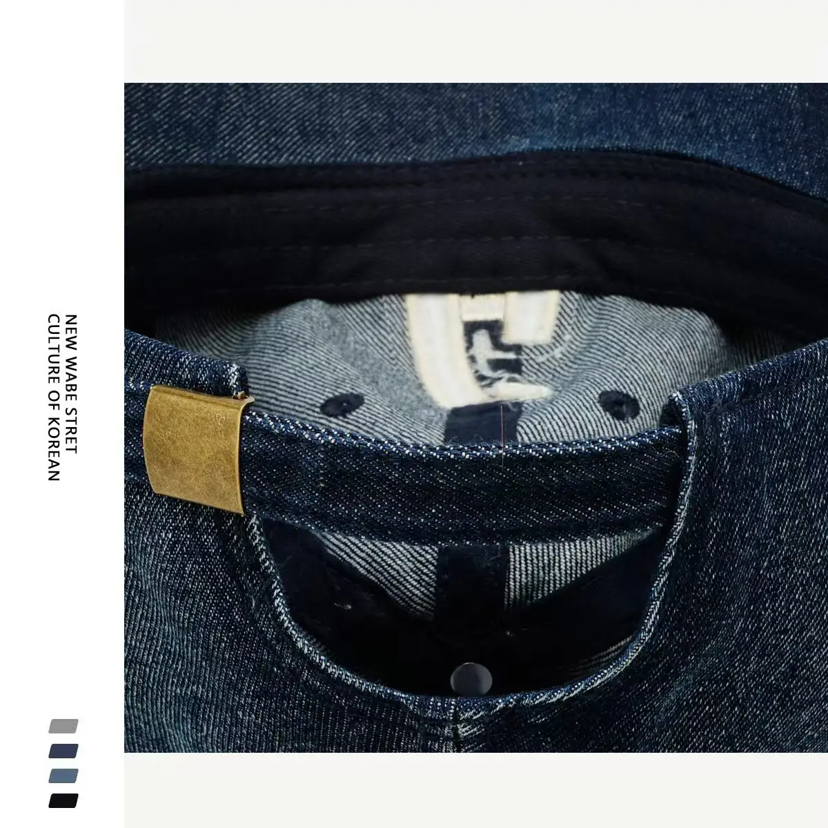 Unisex Denim Baseball Cap with Embroidered Letter Grey — feature 14