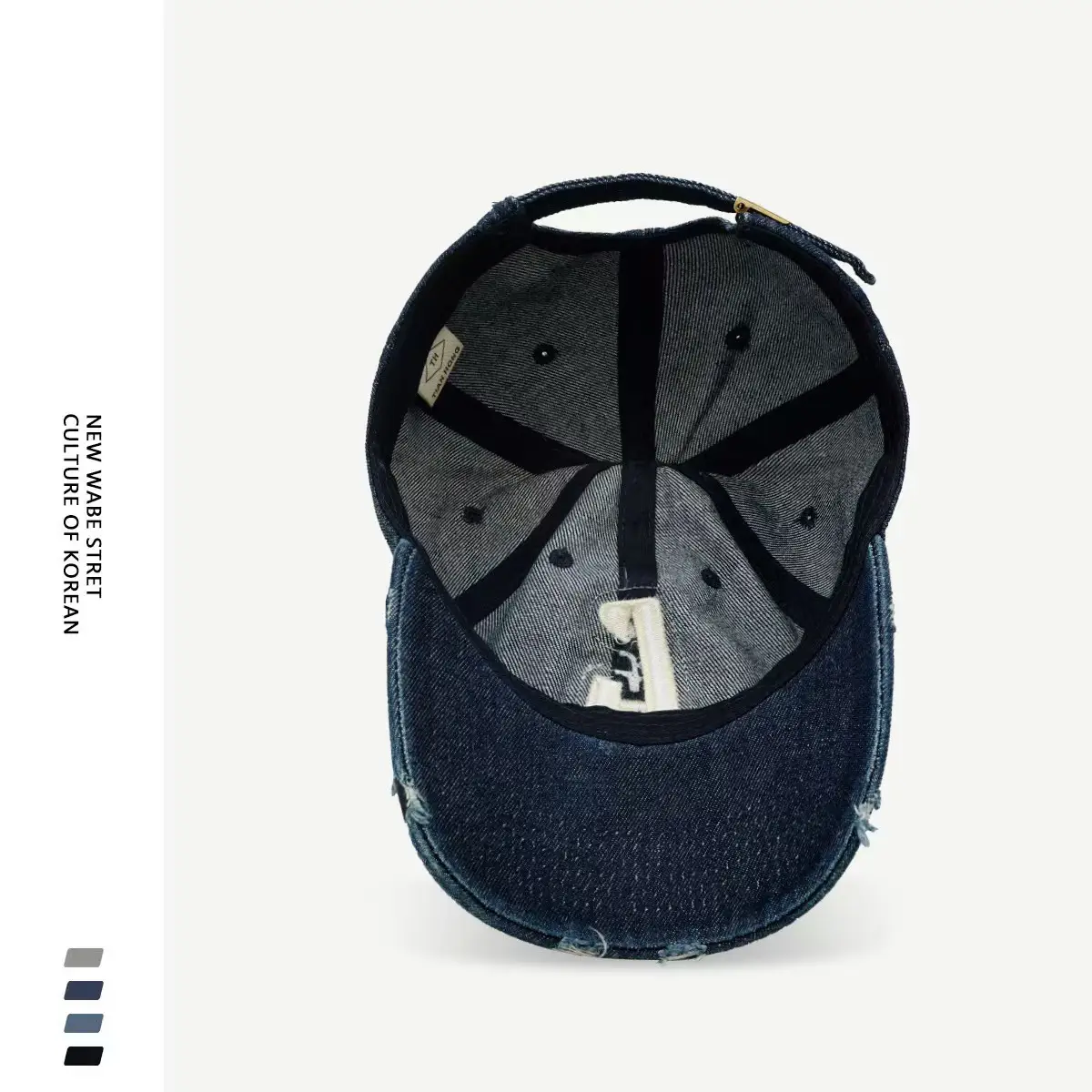 Unisex Denim Baseball Cap with Embroidered Letter Grey — feature 15