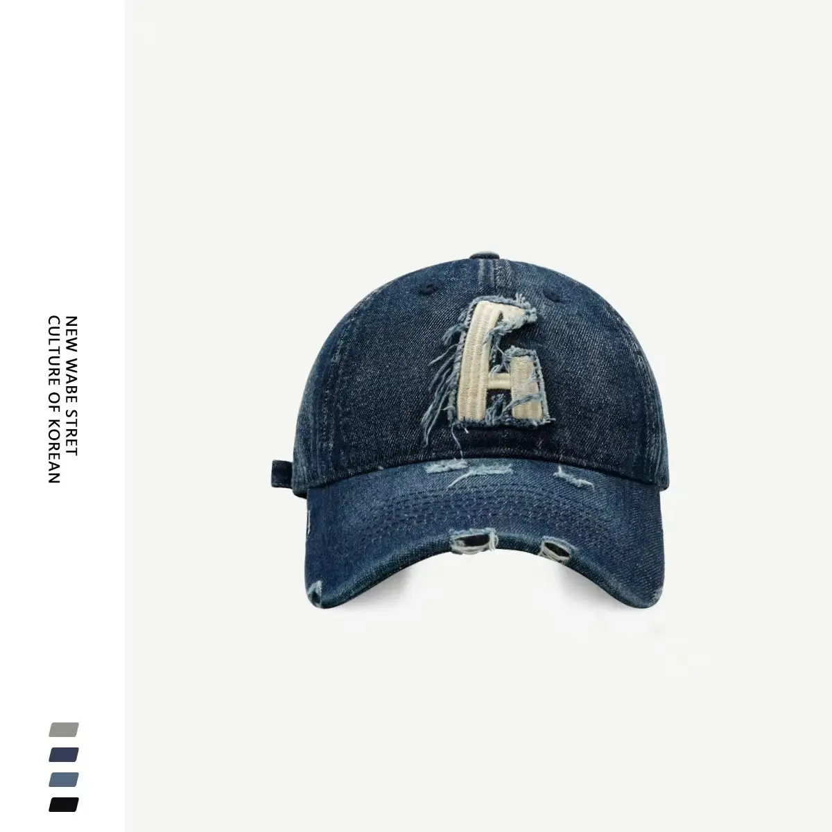 Unisex Denim Baseball Cap with Embroidered Letter Grey — feature 6