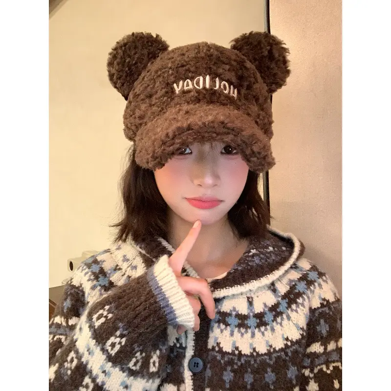 Cute Brown Bear Hooded Cap for Women Winter Warm - Image 6