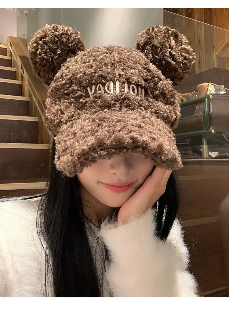 Cute Brown Bear Hooded Cap for Women Winter Warm — feature 7