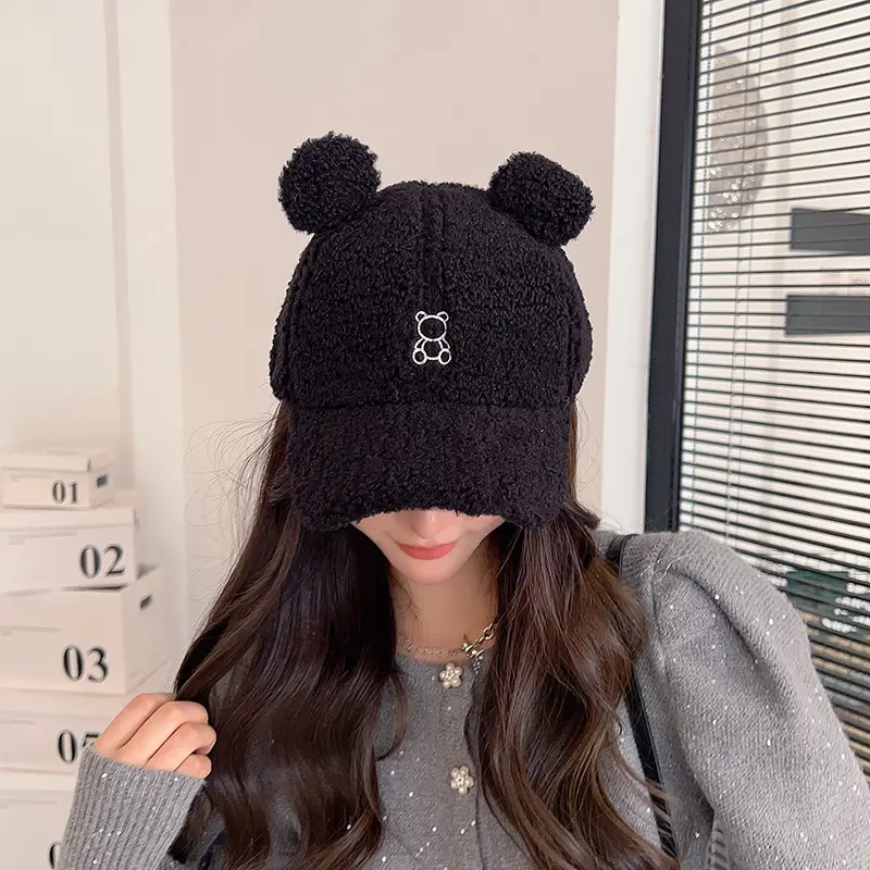 Brown Bear Head Cap for Women Spring Summer — feature 37
