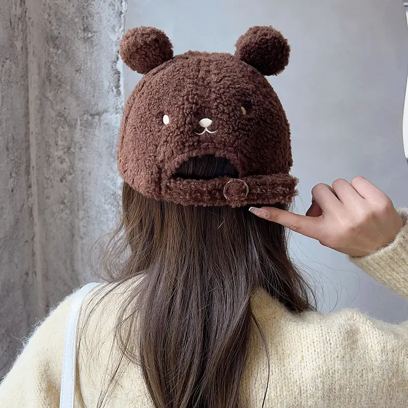 Brown Bear Head Cap for Women Spring Summer — feature 5