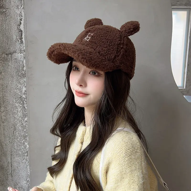 Brown Bear Head Cap for Women Spring Summer — feature 7
