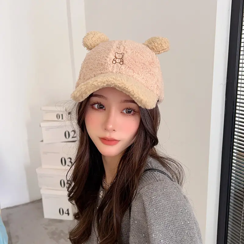 Brown Bear Head Cap for Women Spring Summer — feature 9