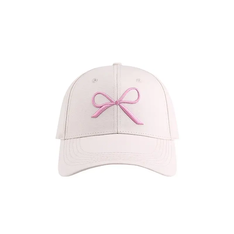 Women Pink Bow Baseball Cap with Retro Duckbill Design