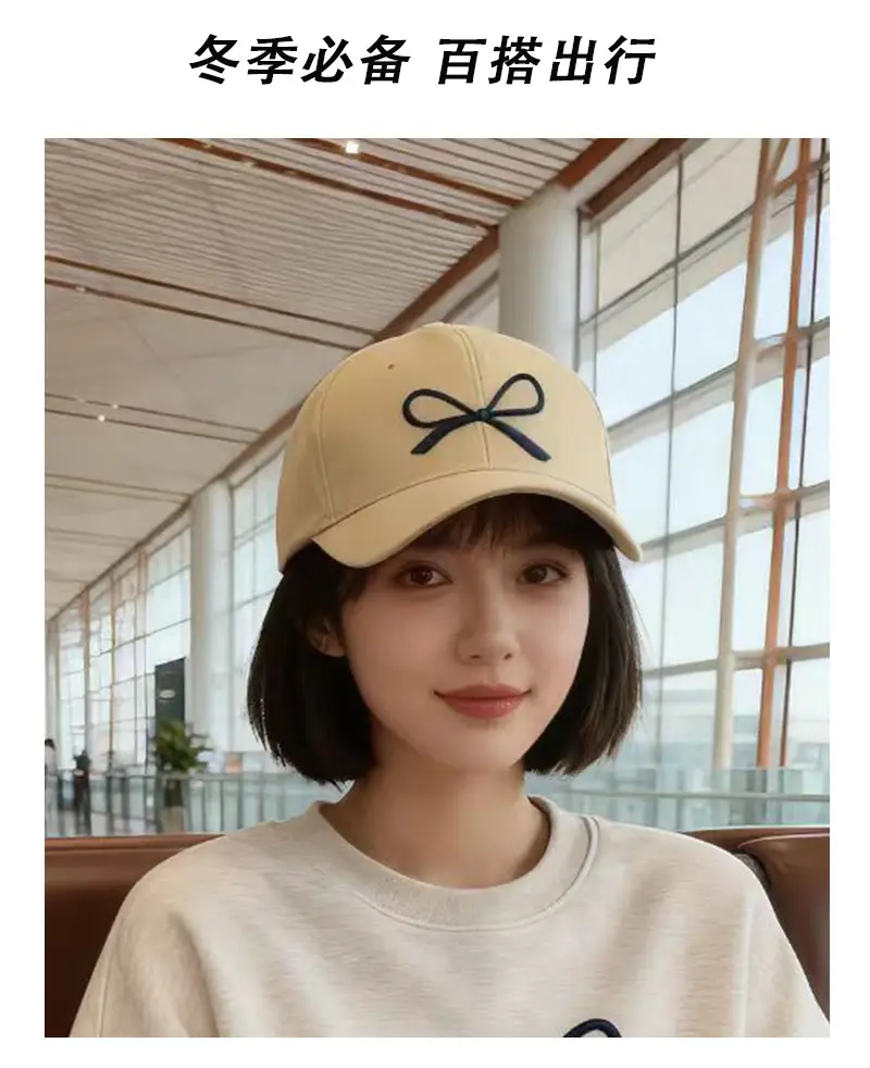Women Pink Bow Baseball Cap with Retro Duckbill Design — feature 4
