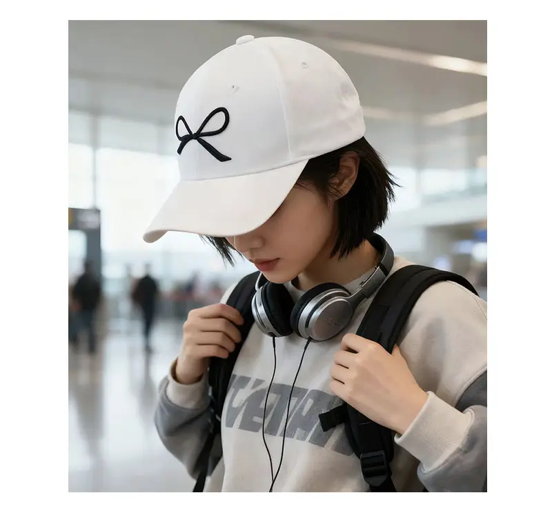 Women Pink Bow Baseball Cap with Retro Duckbill Design — feature 5