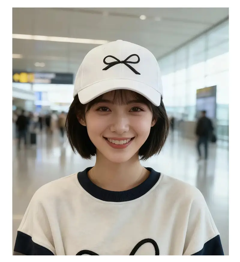 Women Pink Bow Baseball Cap with Retro Duckbill Design — feature 6