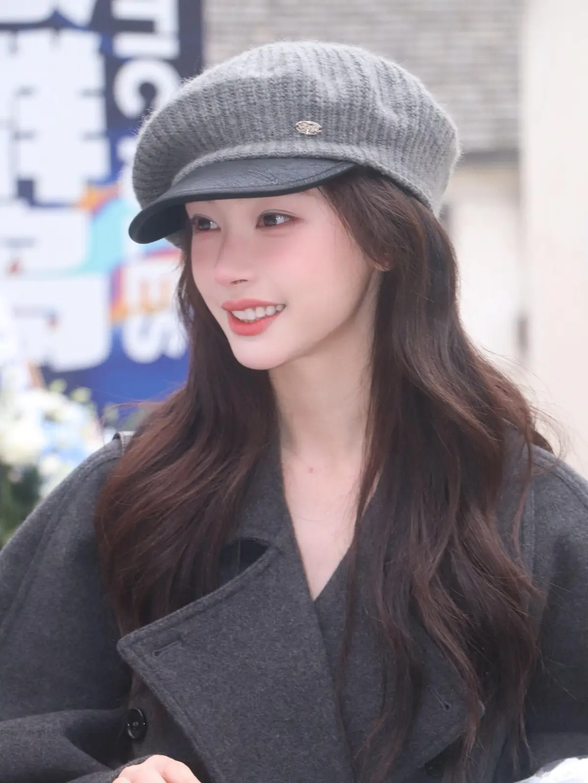 Women Knitted Leather Beret Autumn Winter Korean Style Peaked Cap — feature 2