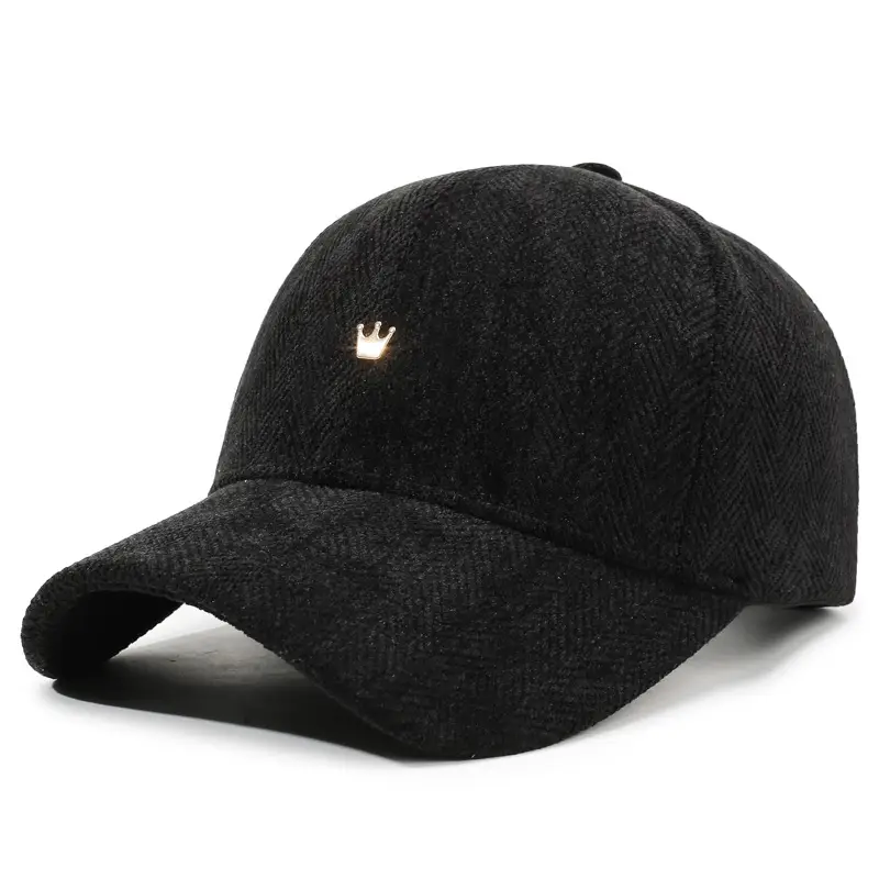 Maroon Herringbone Baseball Cap with Embroidery
