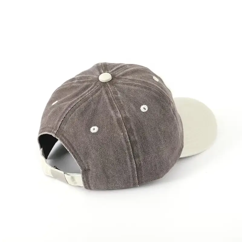 Children's Happy Embroidery Cap Grey White Curved Brim — feature 15