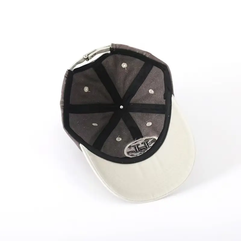 Children's Happy Embroidery Cap Grey White Curved Brim — feature 16