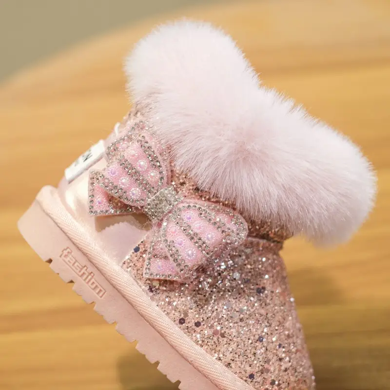 Baby Girl Snow Boots Fleece-Lined Warm Cotton Shoes Toddler Princess Shoes Furry Shoes Winter Short Boots Baby Toddler Shoes — feature 11