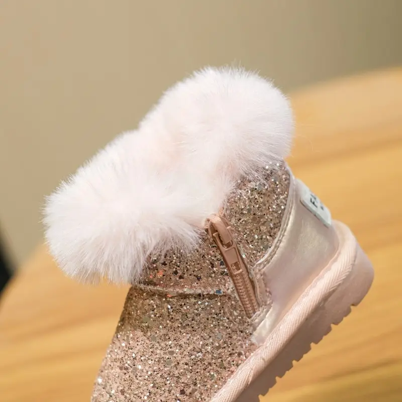 Baby Girl Snow Boots Fleece-Lined Warm Cotton Shoes Toddler Princess Shoes Furry Shoes Winter Short Boots Baby Toddler Shoes — feature 12