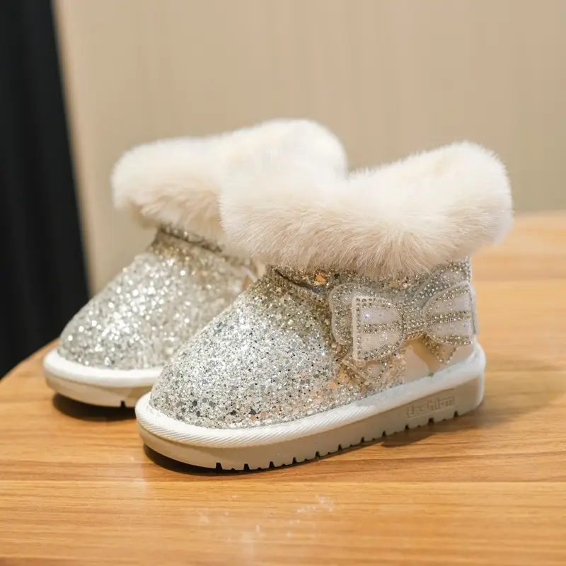 Baby Girl Snow Boots Fleece-Lined Warm Cotton Shoes Toddler Princess Shoes Furry Shoes Winter Short Boots Baby Toddler Shoes — feature 4