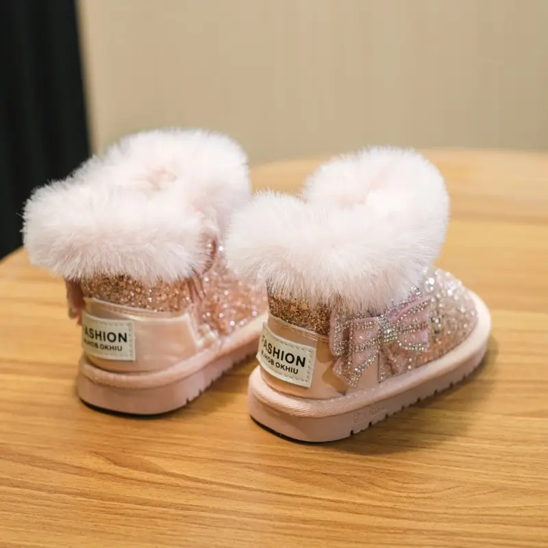 Baby Girl Snow Boots Fleece-Lined Warm Cotton Shoes Toddler Princess Shoes Furry Shoes Winter Short Boots Baby Toddler Shoes — feature 5