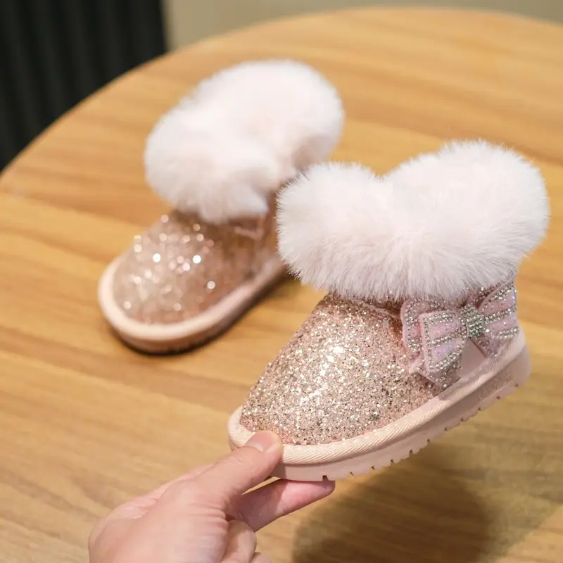 Baby Girl Snow Boots Fleece-Lined Warm Cotton Shoes Toddler Princess Shoes Furry Shoes Winter Short Boots Baby Toddler Shoes — feature 7
