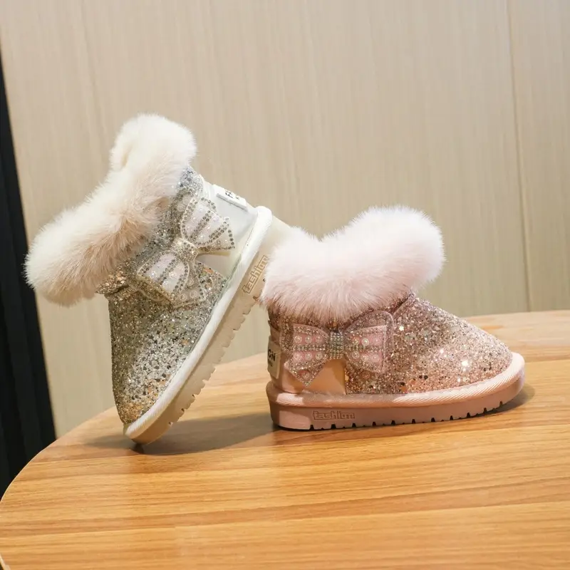 Baby Girl Snow Boots Fleece-Lined Warm Cotton Shoes Toddler Princess Shoes Furry Shoes Winter Short Boots Baby Toddler Shoes — feature 9