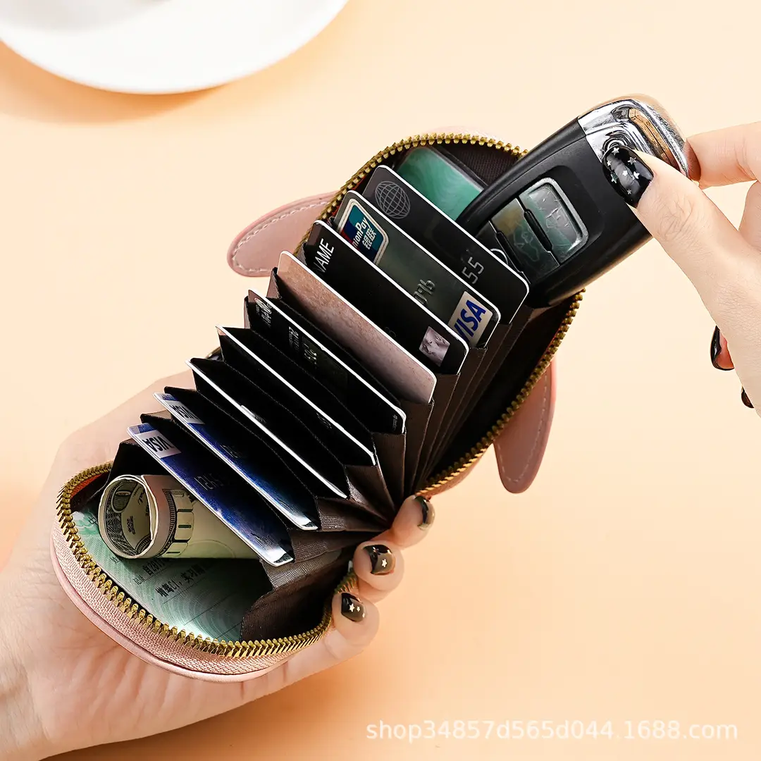 Cute Cartoon Penguin Small Bag Trendyy Pu Coin Purse Korean Style Accordion Card Holder Large Capacity Multi-Function 9 Card Slots