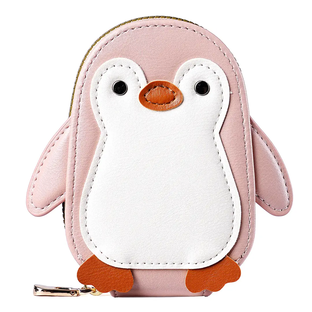 Cute Cartoon Penguin Small Bag Trendyy Pu Coin Purse Korean Style Accordion Card Holder Large Capacity Multi-Function 9 Card Slots