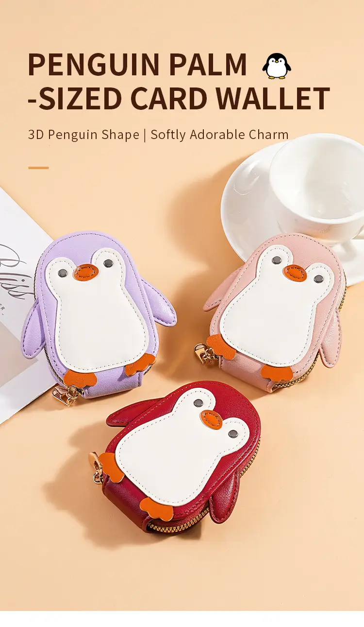 Cute Cartoon Penguin Small Bag Trendyy Pu Coin Purse Korean Style Accordion Card Holder Large Capacity Multi-Function 9 Card Slots — feature 3