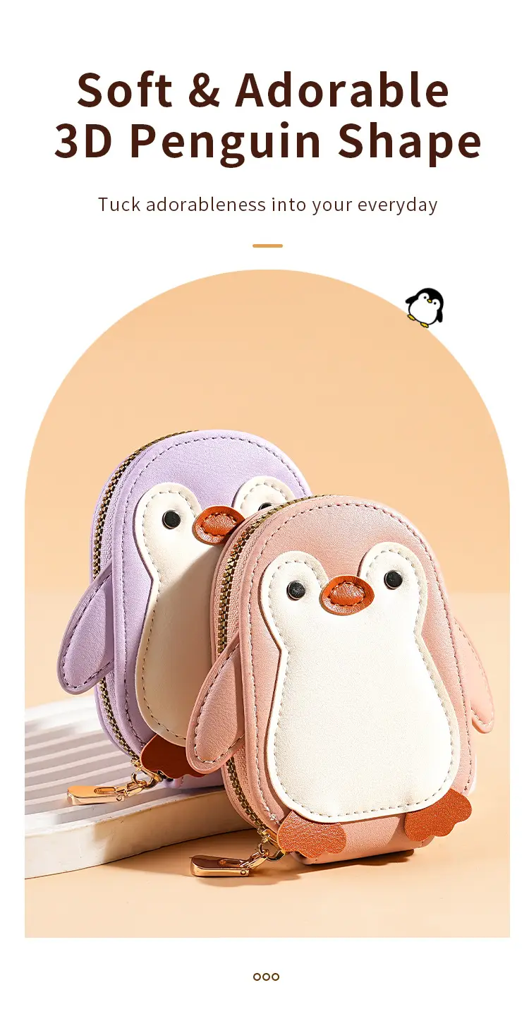 Cute Cartoon Penguin Small Bag Trendyy Pu Coin Purse Korean Style Accordion Card Holder Large Capacity Multi-Function 9 Card Slots — feature 4