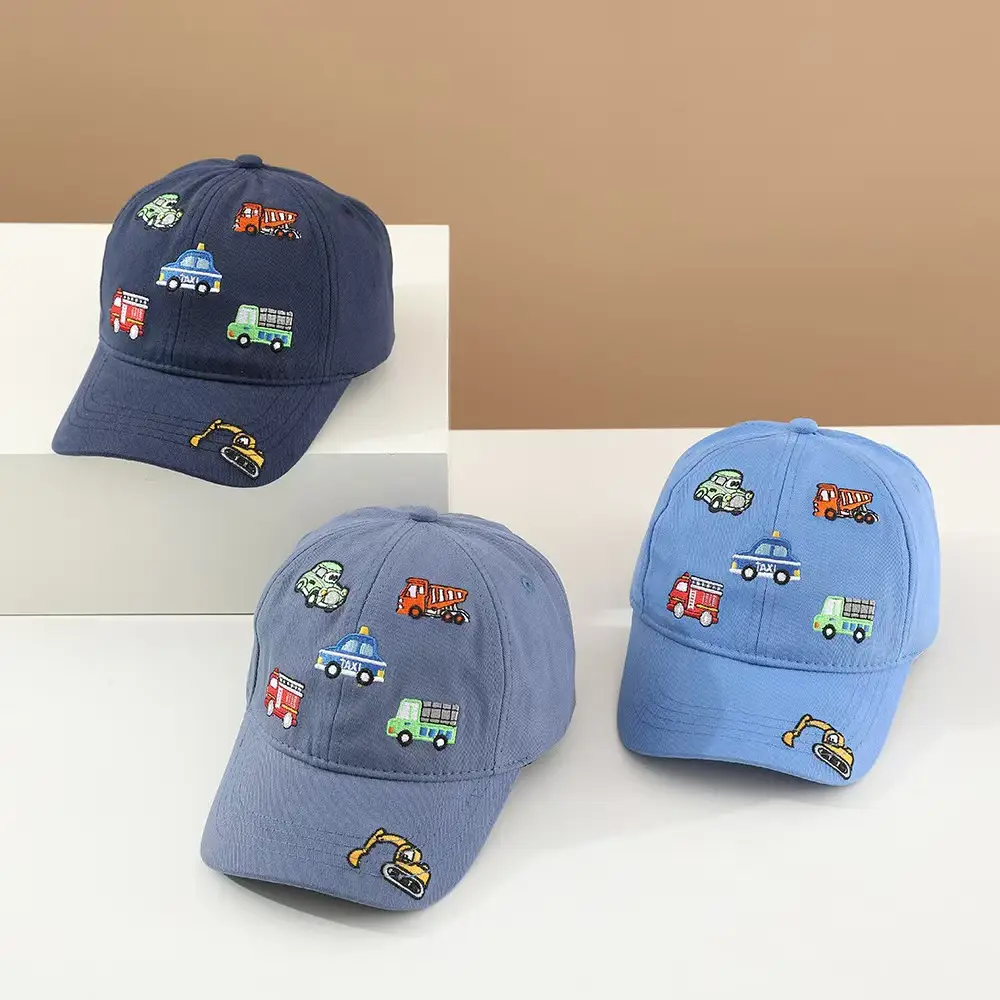Kids Cartoon Embroidered Baseball Cap Blue Mesh - Image 13