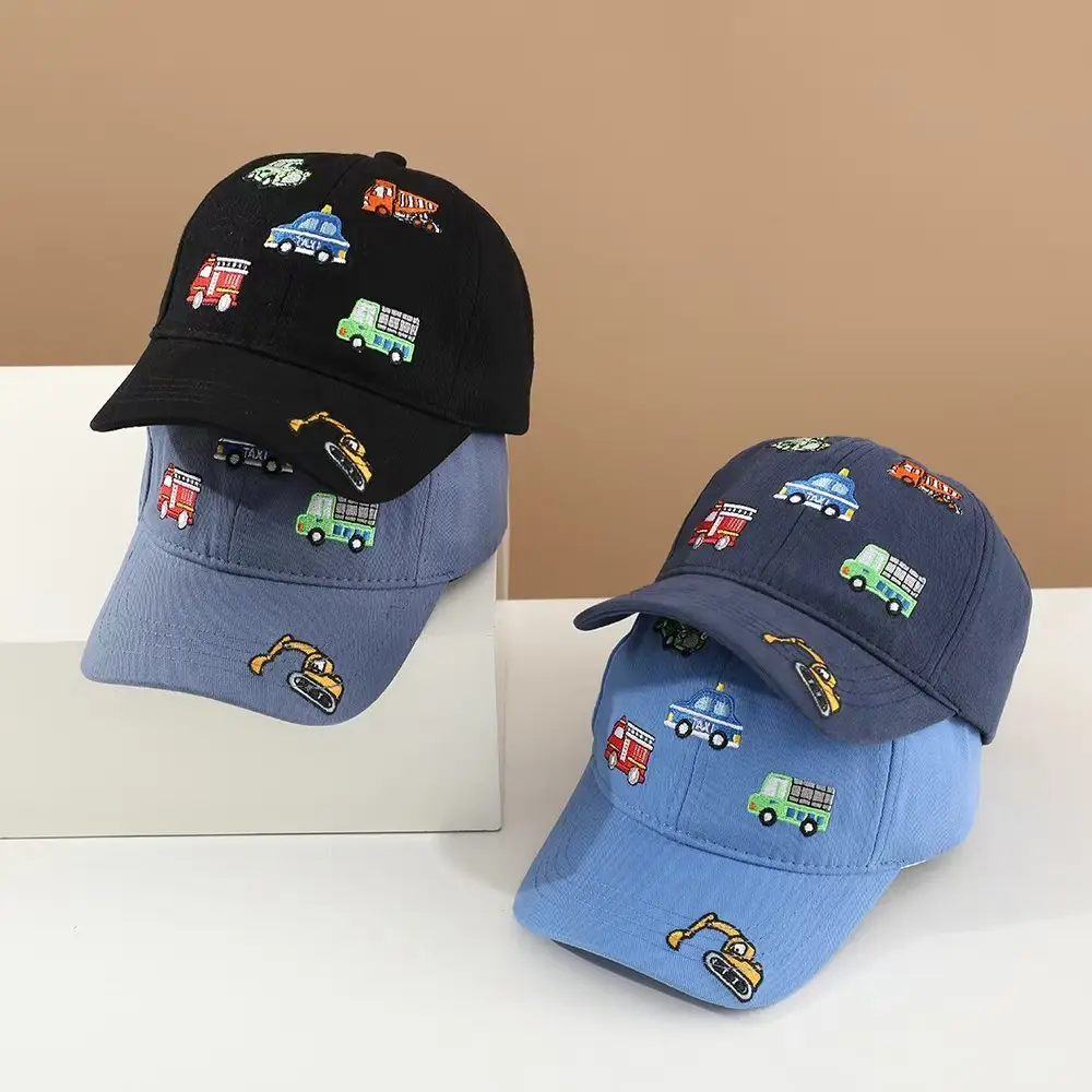 Kids Cartoon Embroidered Baseball Cap Blue Mesh - Image 14