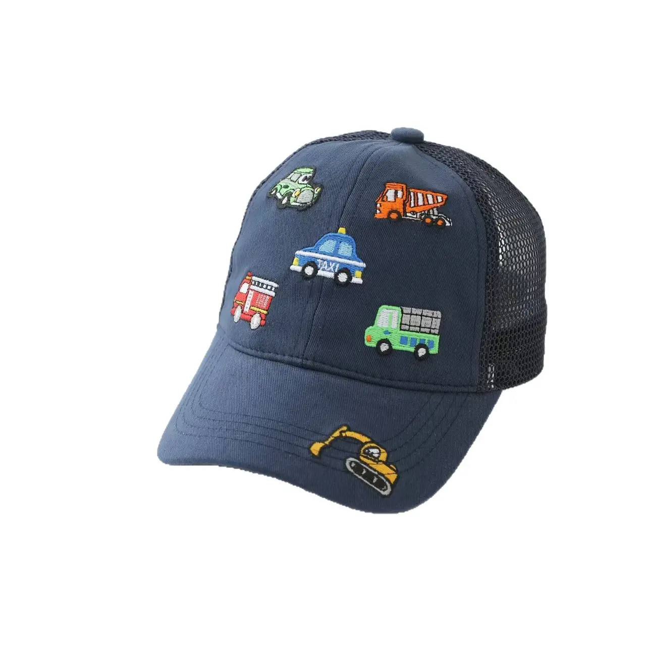 Kids Cartoon Embroidered Baseball Cap Blue Mesh - Image 15