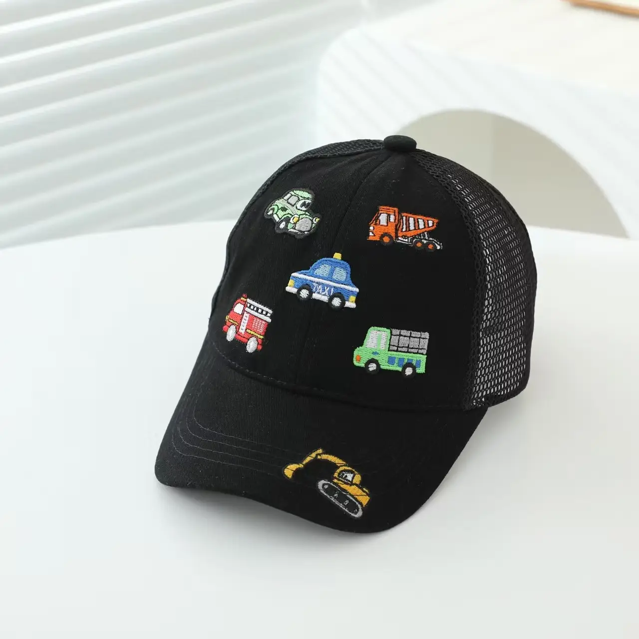 Kids Cartoon Embroidered Baseball Cap Blue Mesh — feature 10