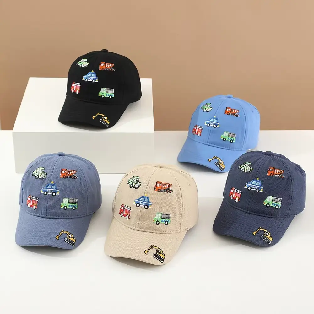 Kids Cartoon Embroidered Baseball Cap Blue Mesh — feature 15