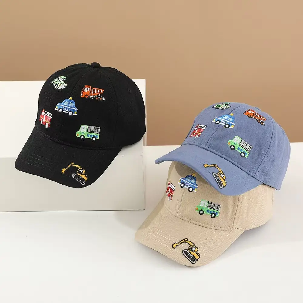 Kids Cartoon Embroidered Baseball Cap Blue Mesh — feature 17
