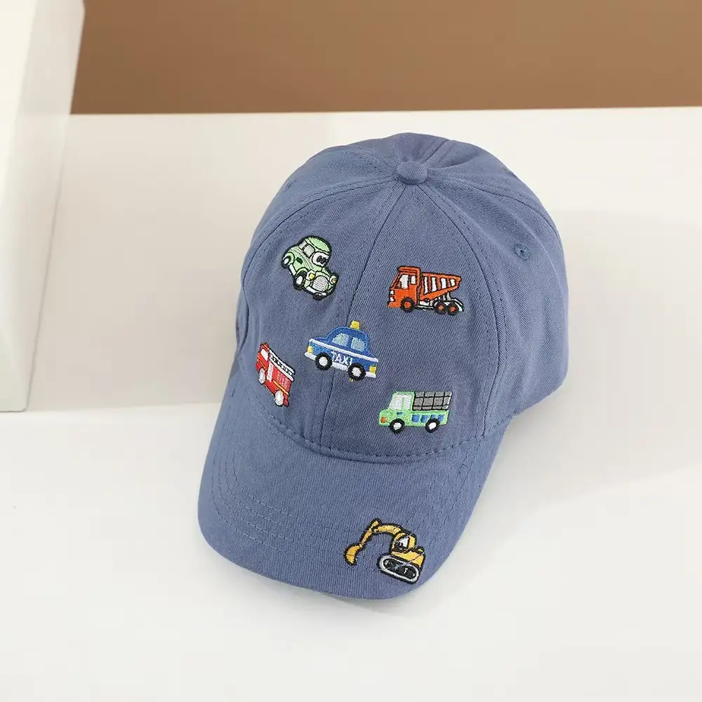 Kids Cartoon Embroidered Baseball Cap Blue Mesh — feature 24