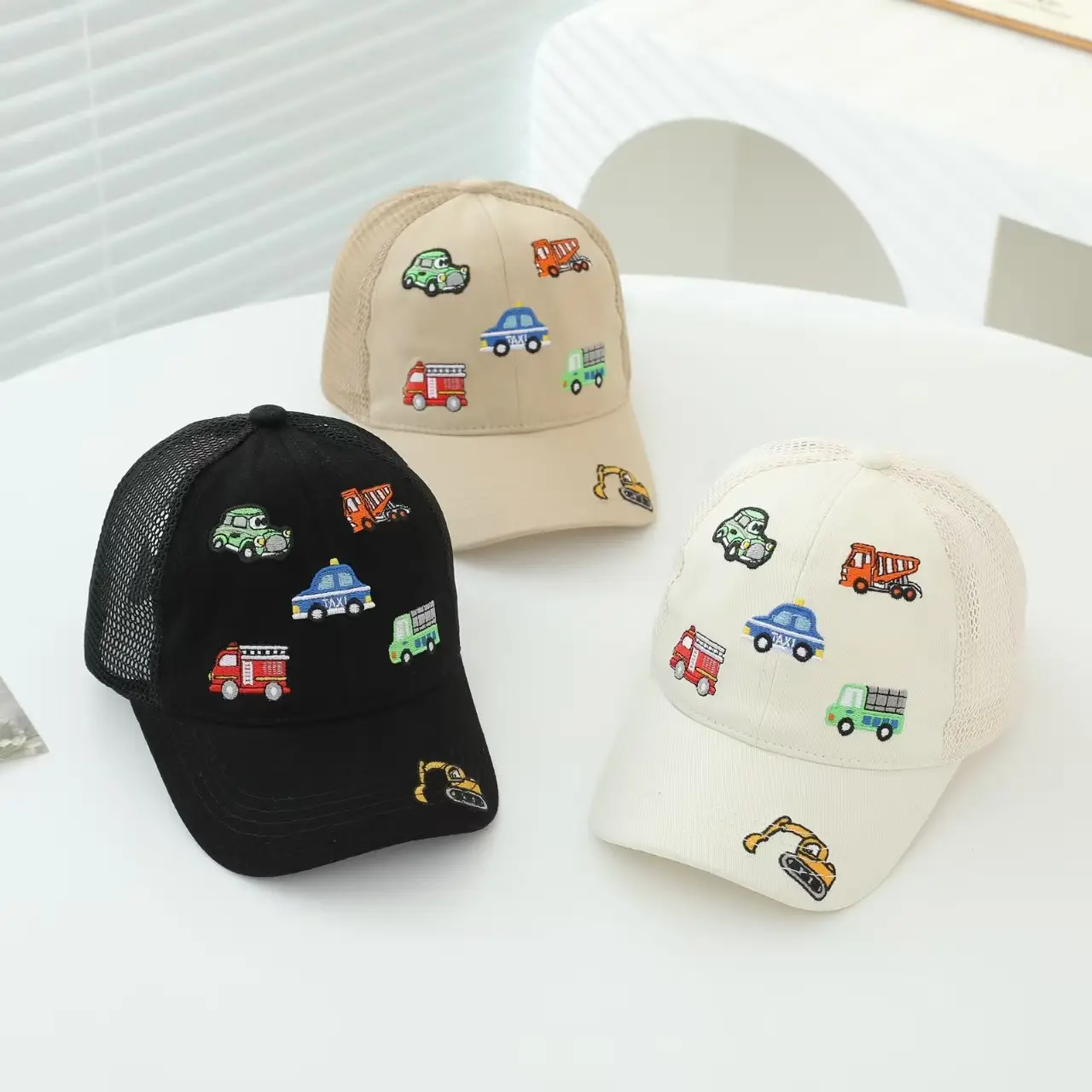 Kids Cartoon Embroidered Baseball Cap Blue Mesh — feature 4