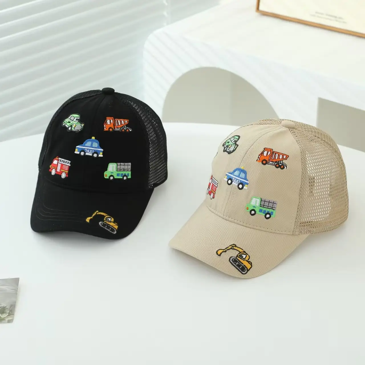 Kids Cartoon Embroidered Baseball Cap Blue Mesh — feature 5