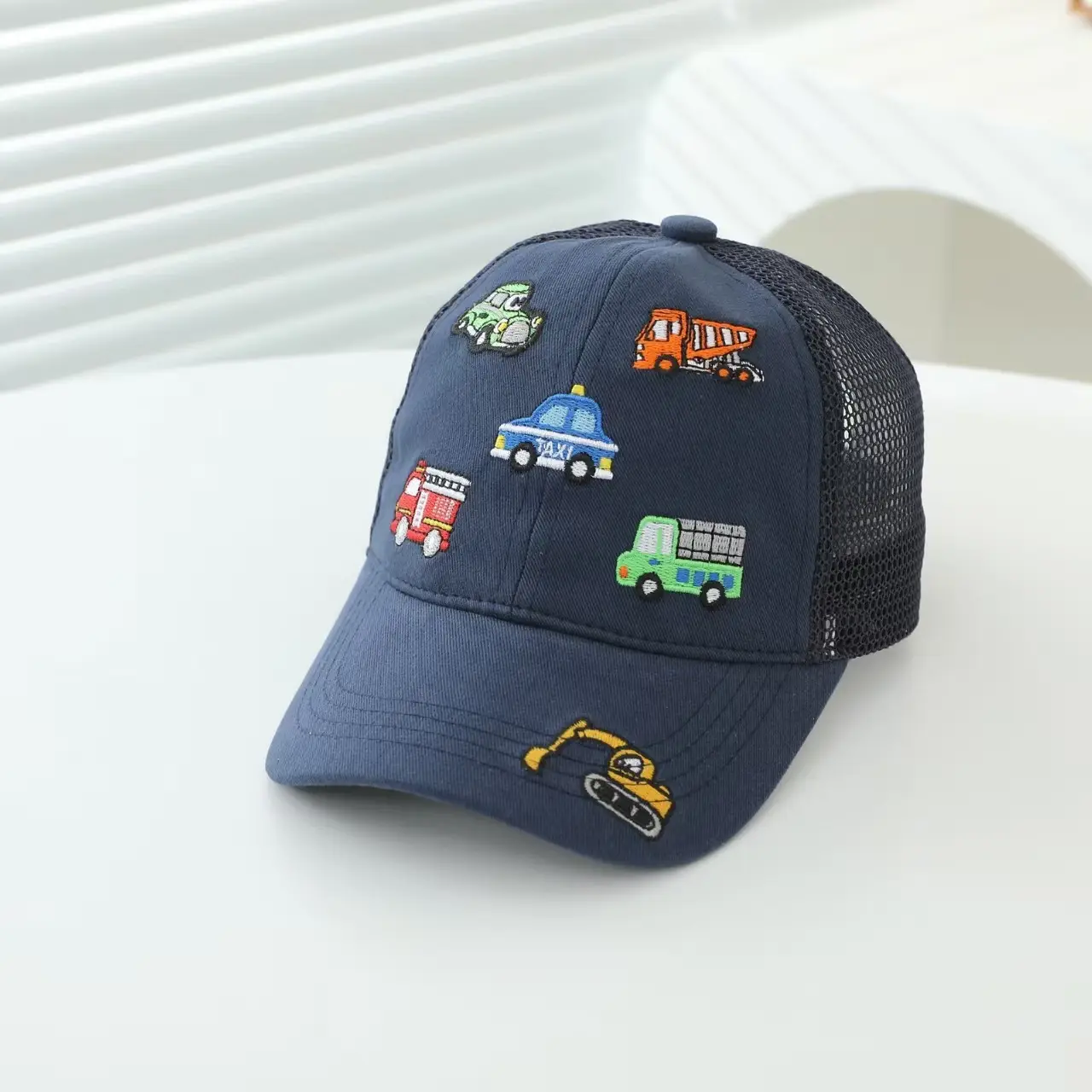 Kids Cartoon Embroidered Baseball Cap Blue Mesh — feature 8
