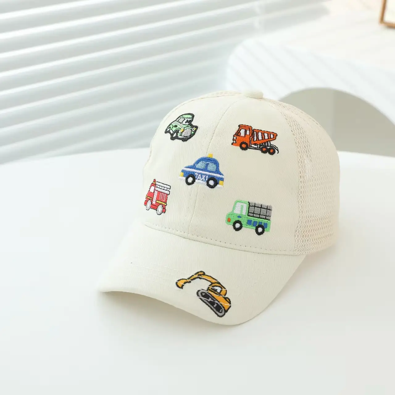 Kids Cartoon Embroidered Baseball Cap Blue Mesh - Image 4