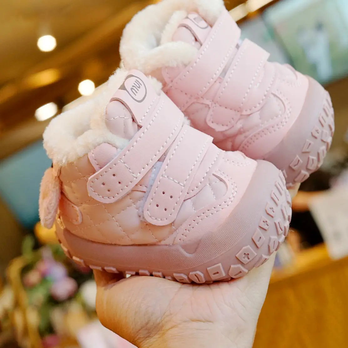Toddler Winter Fleece Lined Shoes 1-2Yr Warm Non-Slip