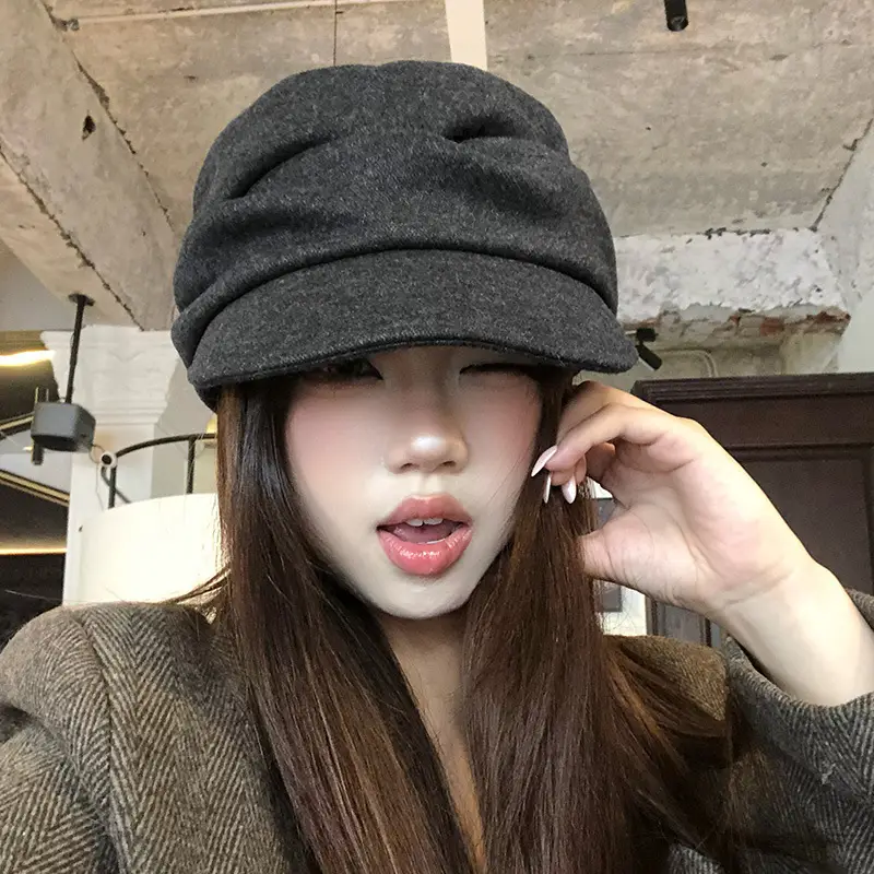 Japanese Style Black Pleated Beret for Women Autumn Winter 2025 - Image 5