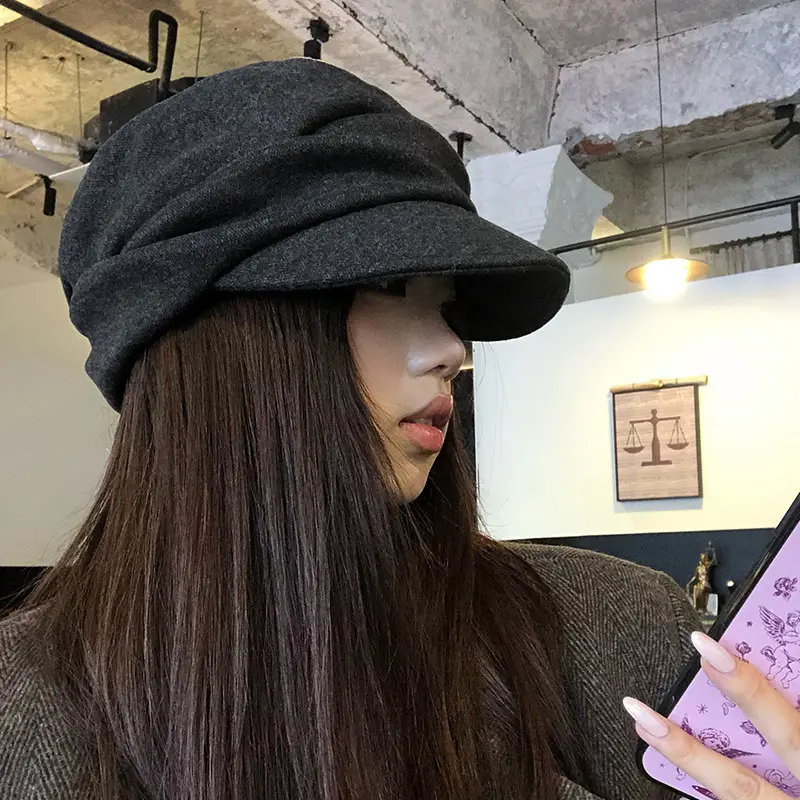 Japanese Style Black Pleated Beret for Women Autumn Winter 2025 - Image 6