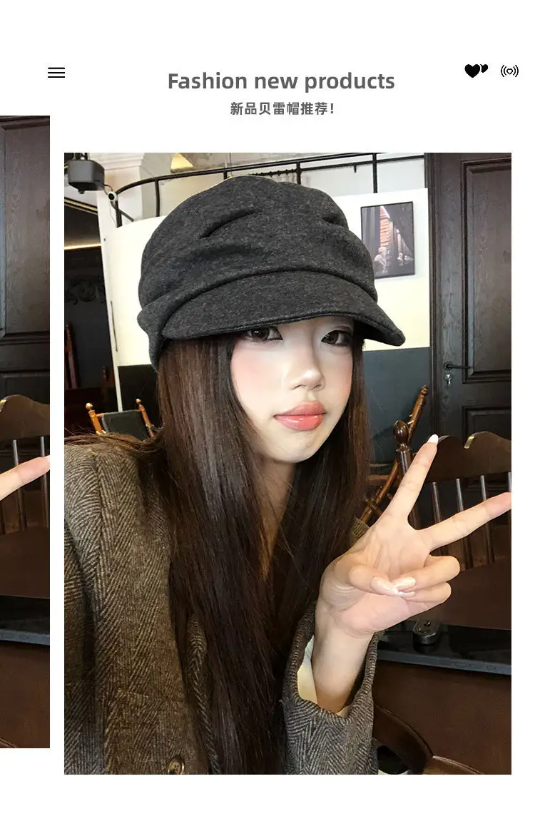 Japanese Style Black Pleated Beret for Women Autumn Winter 2025 — feature 2