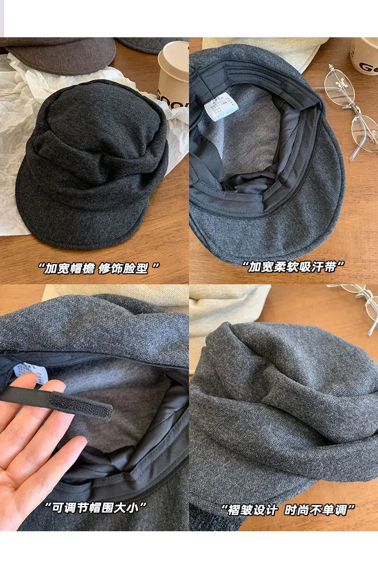 Japanese Style Black Pleated Beret for Women Autumn Winter 2025 — feature 4